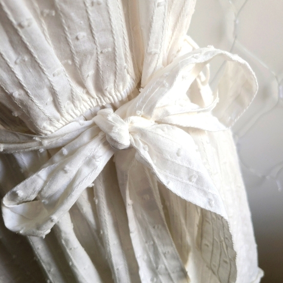 Swiss Dot • Belted White Dress • by Mine • Fits Medium - Picture 5 of 7